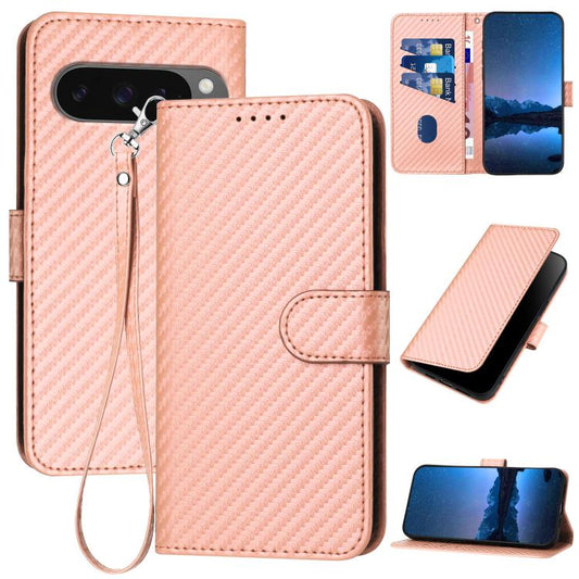 For Google Pixel 10 Pro XL YX0070 Carbon Fiber Buckle Leather Phone Case with Lanyard(Pink) - Google Cases by buy2fix | Online Shopping UK | buy2fix