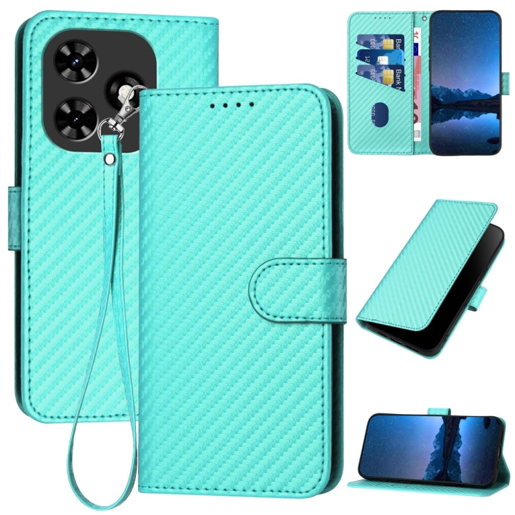 For Tecno Spark Go 2024 YX0070 Carbon Fiber Buckle Leather Phone Case with Lanyard(Light Blue) by buy2fix