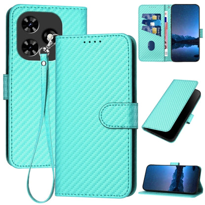 For Tecno Spark Go 2024 YX0070 Carbon Fiber Buckle Leather Phone Case with Lanyard(Light Blue) by buy2fix
