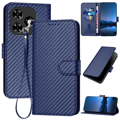 For Tecno Spark Go 2024 YX0070 Carbon Fiber Buckle Leather Phone Case with Lanyard(Royal Blue) by buy2fix