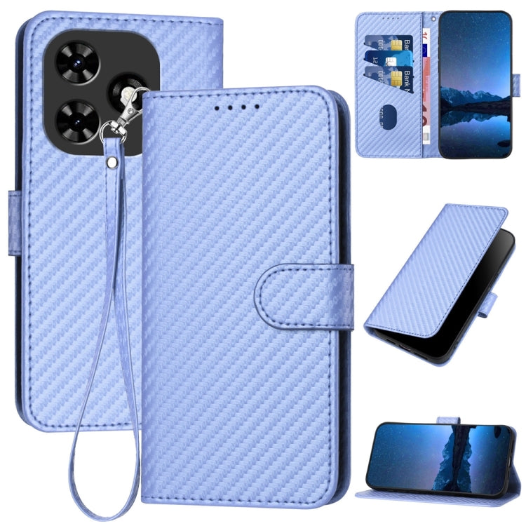 For Tecno Spark Go 2024 YX0070 Carbon Fiber Buckle Leather Phone Case with Lanyard(Light Purple) by buy2fix