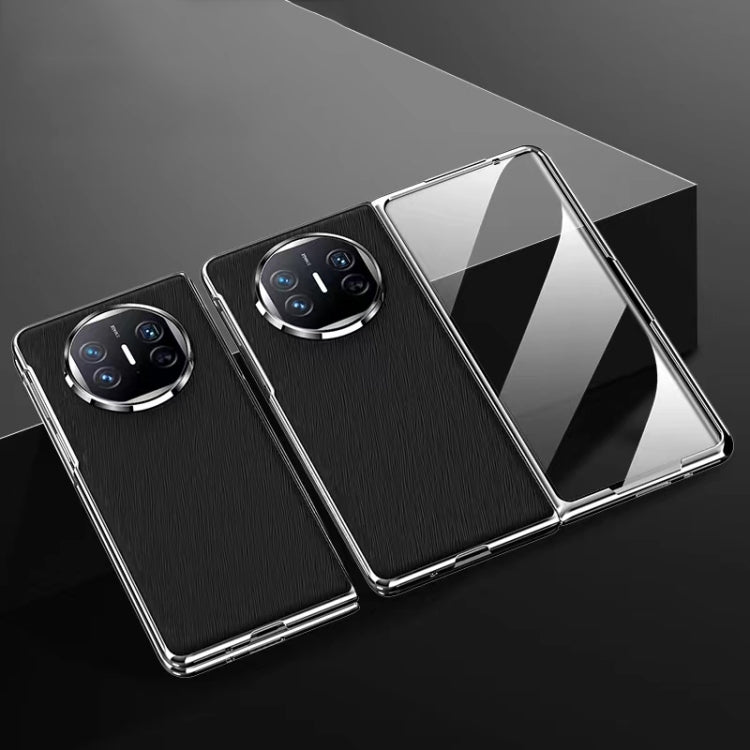 For Huawei Mate X5 Integrated Plating PC Leather Texture Full Coverage Fold Shockproof Phone Case(Black) - Huawei Cases by buy2fix | Online Shopping UK | buy2fix