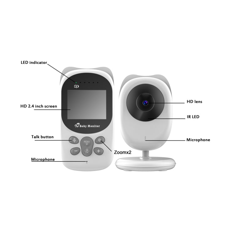 SP990 2.4 inch LCD Screen Baby Monitor Care Camera(EU Plug) by buy2fix