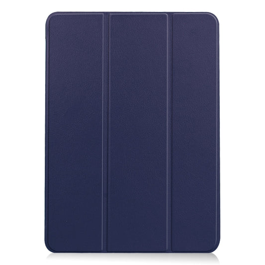 For iPad Air 13 2024 / 2025 Custer Pure Color 3-Fold Holder Smart Leather Tablet Case(Dark Blue) - iPad Air 13 2025 / 2024 Cases by buy2fix | Online Shopping UK | buy2fix