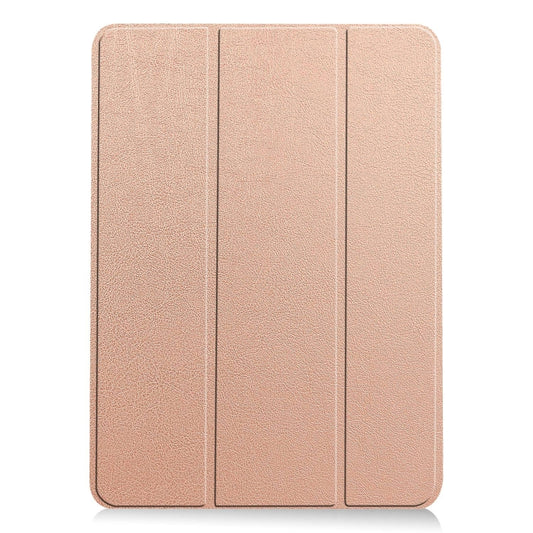 For iPad Air 13 2024 / 2025 Custer Pure Color 3-Fold Holder Smart Leather Tablet Case(Rose Gold) - iPad Air 13 2025 / 2024 Cases by buy2fix | Online Shopping UK | buy2fix