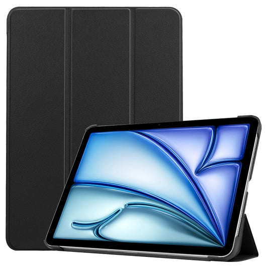 For iPad Air 11 2025 / 2024 Custer Pure Color 3-Fold Holder Smart Leather Tablet Case(Black) - iPad Air 11 2025 / 2024 Cases by buy2fix | Online Shopping UK | buy2fix