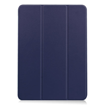 For iPad Air 11 2025 / 2024 Custer Pure Color 3-Fold Holder Smart Leather Tablet Case(Blue) - iPad Air 11 2025 / 2024 Cases by buy2fix | Online Shopping UK | buy2fix