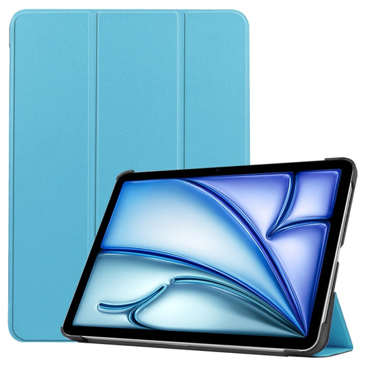 For iPad Air 11 2025 / 2024 Custer Pure Color 3-Fold Holder Smart Leather Tablet Case(Sky Blue) - iPad Air 11 2025 / 2024 Cases by buy2fix | Online Shopping UK | buy2fix