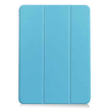 For iPad Air 11 2025 / 2024 Custer Pure Color 3-Fold Holder Smart Leather Tablet Case(Sky Blue) - iPad Air 11 2025 / 2024 Cases by buy2fix | Online Shopping UK | buy2fix