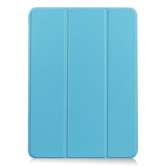 For iPad Air 11 2025 / 2024 Custer Pure Color 3-Fold Holder Smart Leather Tablet Case(Sky Blue) - iPad Air 11 2025 / 2024 Cases by buy2fix | Online Shopping UK | buy2fix