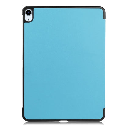 For iPad Air 11 2025 / 2024 Custer Pure Color 3-Fold Holder Smart Leather Tablet Case(Sky Blue) - iPad Air 11 2025 / 2024 Cases by buy2fix | Online Shopping UK | buy2fix