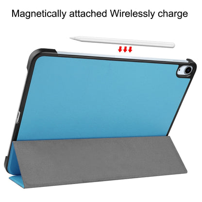 For iPad Air 11 2025 / 2024 Custer Pure Color 3-Fold Holder Smart Leather Tablet Case(Sky Blue) - iPad Air 11 2025 / 2024 Cases by buy2fix | Online Shopping UK | buy2fix
