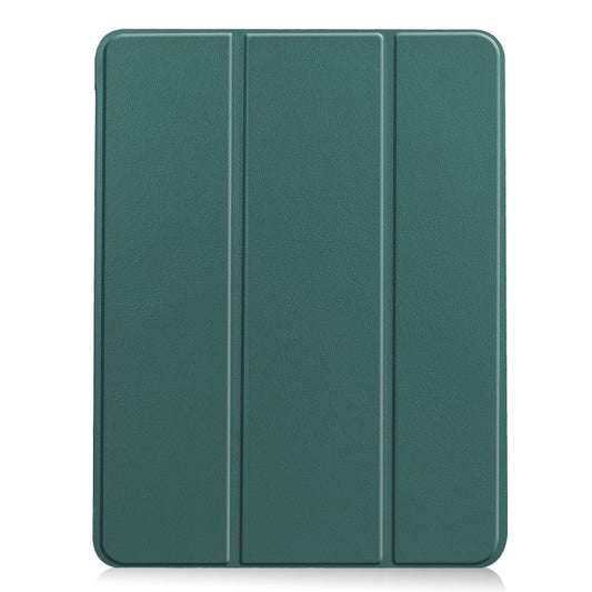 For iPad Air 11 2025 / 2024 Custer Pure Color 3-Fold Holder Smart Leather Tablet Case(Dark Green) - iPad Air 11 2025 / 2024 Cases by buy2fix | Online Shopping UK | buy2fix