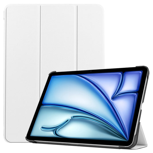 For iPad Air 11 2025 / 2024 Custer Pure Color 3-Fold Holder Smart Leather Tablet Case(White) - iPad Air 11 2025 / 2024 Cases by buy2fix | Online Shopping UK | buy2fix