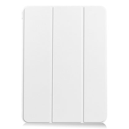 For iPad Air 11 2025 / 2024 Custer Pure Color 3-Fold Holder Smart Leather Tablet Case(White) - iPad Air 11 2025 / 2024 Cases by buy2fix | Online Shopping UK | buy2fix