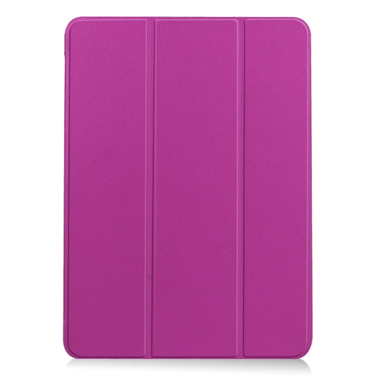 For iPad Air 11 2025 / 2024 Custer Pure Color 3-Fold Holder Smart Leather Tablet Case(Purple) - iPad Air 11 2025 / 2024 Cases by buy2fix | Online Shopping UK | buy2fix