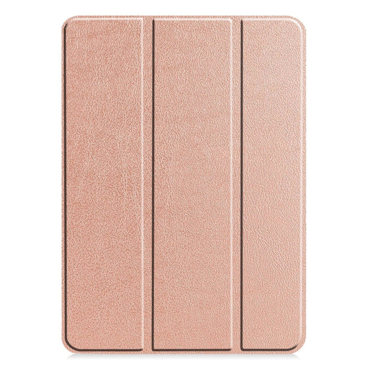 For iPad Pro 11 2024 Custer Pure Color 3-Fold Holder Smart Leather Tablet Case(Rose Gold) - iPad Pro 11 2024 Cases by buy2fix | Online Shopping UK | buy2fix