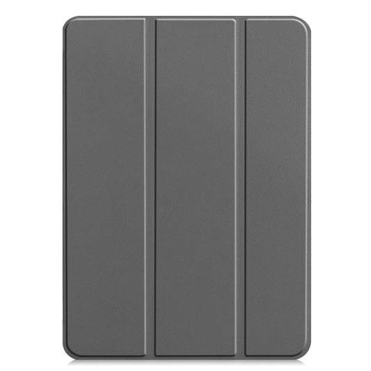 For iPad Pro 11 2024 Custer Pure Color 3-Fold Holder Smart Leather Tablet Case(Gray) - iPad Pro 11 2024 Cases by buy2fix | Online Shopping UK | buy2fix