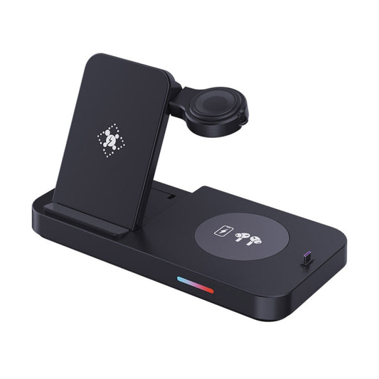 For Huawei Series 3 in 1 15W Earphones/Phones/Watch Fold Wireless Charger Stand(Black) - Multifunction Charger by buy2fix | Online Shopping UK | buy2fix