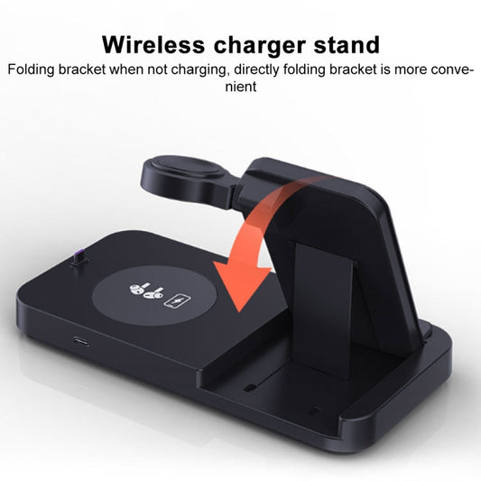 For Huawei Series 3 in 1 15W Earphones/Phones/Watch Fold Wireless Charger Stand(Black) - Multifunction Charger by buy2fix | Online Shopping UK | buy2fix
