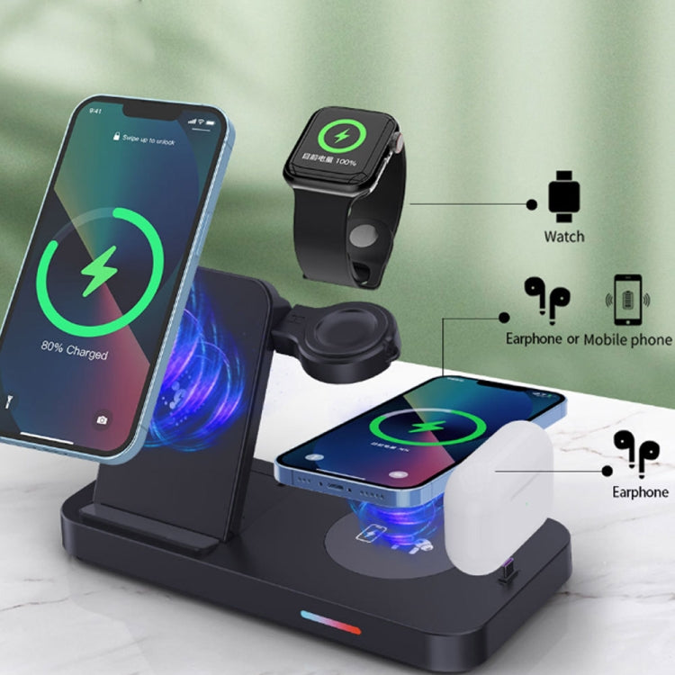 For Apple Series 3 in 1 15W Earphones/Phones/Watch Fold Wireless Charger Stand(Black) by buy2fix