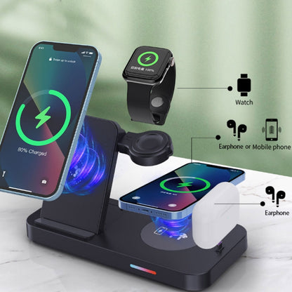 For Apple Series 3 in 1 15W Earphones/Phones/Watch Fold Wireless Charger Stand(Black) by buy2fix