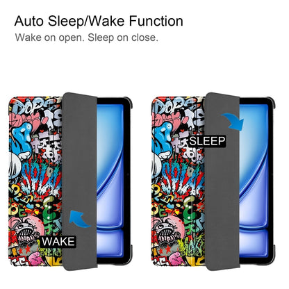 For iPad Air 13 2024 Custer Painted 3-Fold Holder Smart Leather Tablet Case(Graffiti) - iPad Air 13 2025 / 2024 Cases by buy2fix | Online Shopping UK | buy2fix