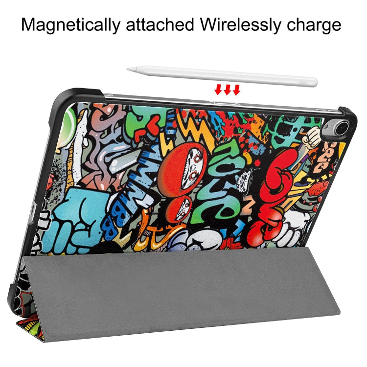 For iPad Air 13 2024 Custer Painted 3-Fold Holder Smart Leather Tablet Case(Graffiti) - iPad Air 13 2025 / 2024 Cases by buy2fix | Online Shopping UK | buy2fix