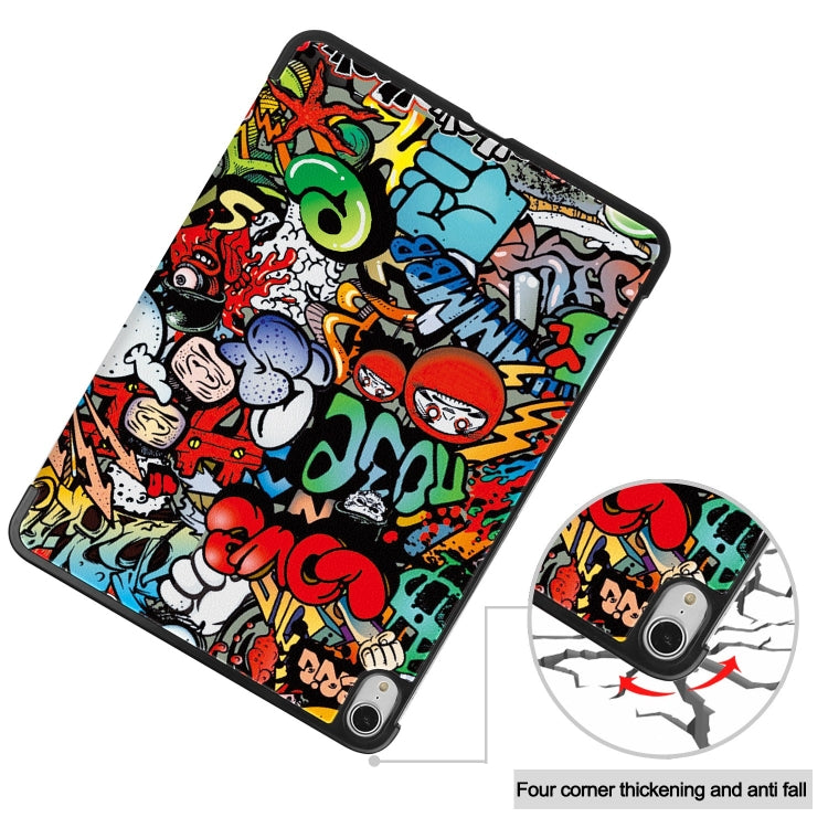 For iPad Air 13 2024 Custer Painted 3-Fold Holder Smart Leather Tablet Case(Graffiti) - iPad Air 13 2025 / 2024 Cases by buy2fix | Online Shopping UK | buy2fix