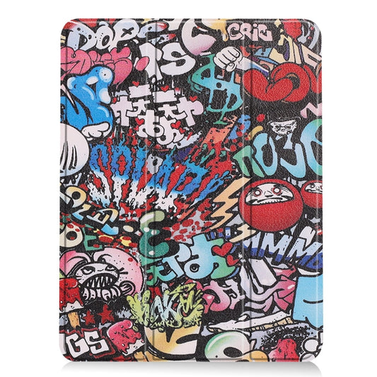 For iPad Air 11 2024 / 2025 Custer Painted 3-Fold Holder Smart Leather Tablet Case(Graffiti) - iPad Air 11 2025 / 2024 Cases by buy2fix | Online Shopping UK | buy2fix