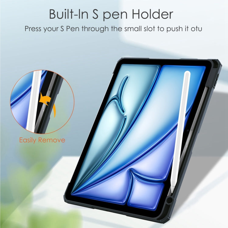 For iPad Air 11 2025 / 2024 Pure Color 3-fold Clear TPU Smart Leather Tablet Case(Blue) - iPad Air 11 2025 / 2024 Cases by buy2fix | Online Shopping UK | buy2fix