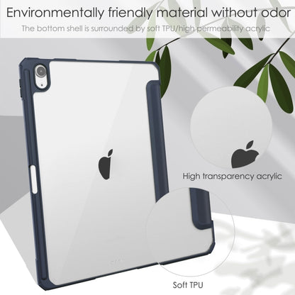 For iPad Air 11 2025 / 2024 Pure Color 3-fold Clear TPU Smart Leather Tablet Case(Blue) - iPad Air 11 2025 / 2024 Cases by buy2fix | Online Shopping UK | buy2fix