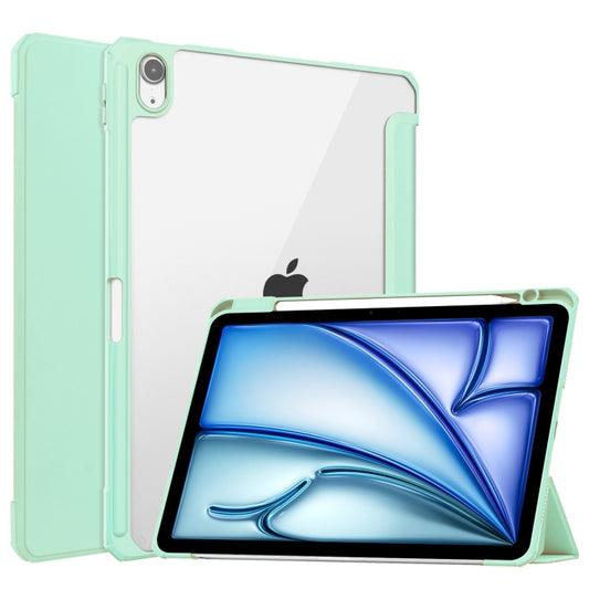 For iPad Air 11 2025 / 2024 Pure Color 3-fold Clear TPU Smart Leather Tablet Case(Mint Green) - iPad Air 11 2025 / 2024 Cases by buy2fix | Online Shopping UK | buy2fix
