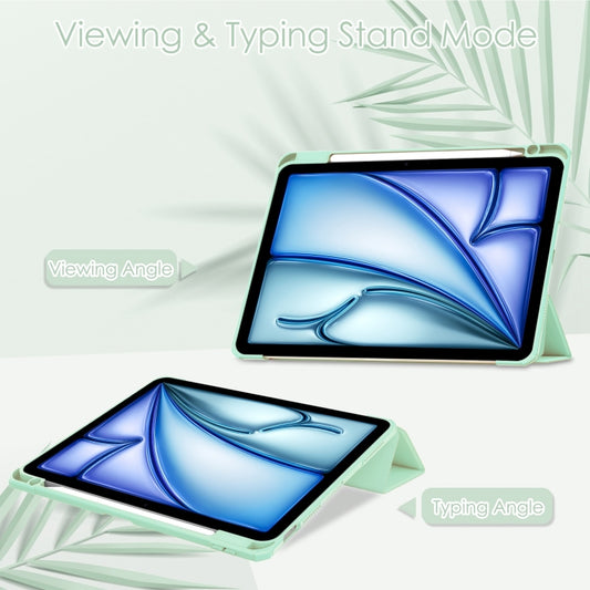 For iPad Air 11 2025 / 2024 Pure Color 3-fold Clear TPU Smart Leather Tablet Case(Mint Green) - iPad Air 11 2025 / 2024 Cases by buy2fix | Online Shopping UK | buy2fix