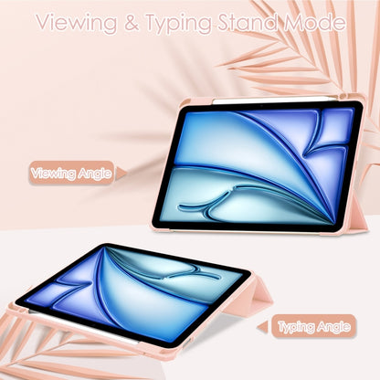 For iPad Air 11 2025 / 2024 Pure Color 3-fold Clear TPU Smart Leather Tablet Case(Pink) - iPad Air 11 2025 / 2024 Cases by buy2fix | Online Shopping UK | buy2fix