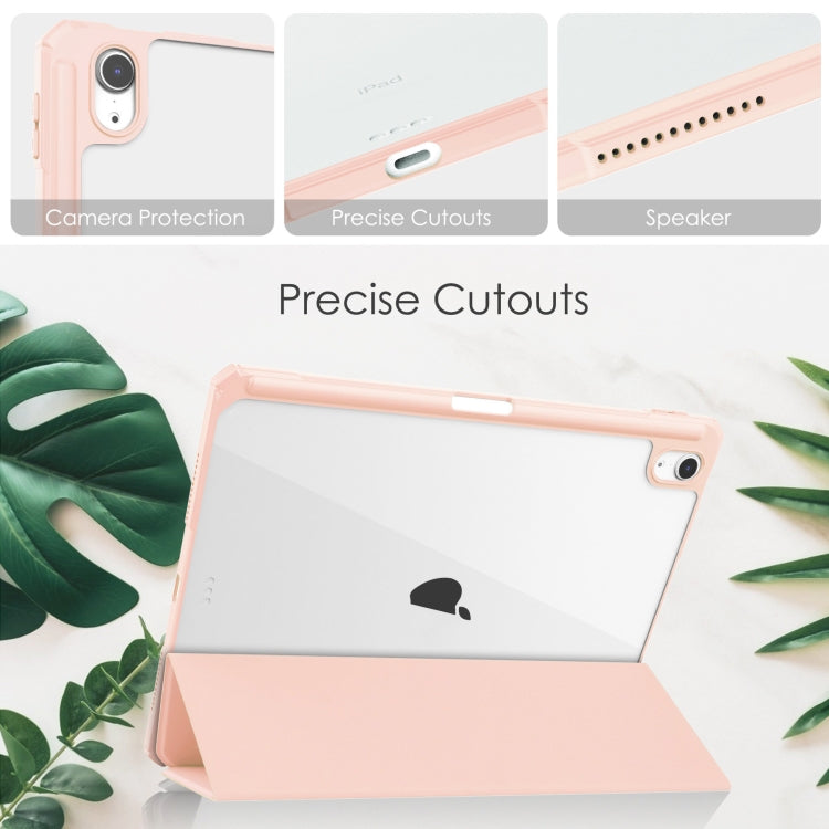 For iPad Air 11 2025 / 2024 Pure Color 3-fold Clear TPU Smart Leather Tablet Case(Pink) - iPad Air 11 2025 / 2024 Cases by buy2fix | Online Shopping UK | buy2fix