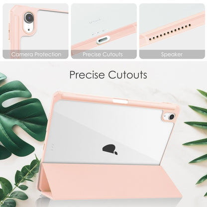 For iPad Air 11 2025 / 2024 Pure Color 3-fold Clear TPU Smart Leather Tablet Case(Pink) - iPad Air 11 2025 / 2024 Cases by buy2fix | Online Shopping UK | buy2fix