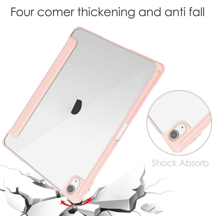 For iPad Air 11 2025 / 2024 Pure Color 3-fold Clear TPU Smart Leather Tablet Case(Pink) - iPad Air 11 2025 / 2024 Cases by buy2fix | Online Shopping UK | buy2fix