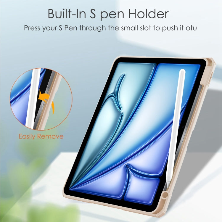 For iPad Air 11 2025 / 2024 Pure Color 3-fold Clear TPU Smart Leather Tablet Case(Pink) - iPad Air 11 2025 / 2024 Cases by buy2fix | Online Shopping UK | buy2fix