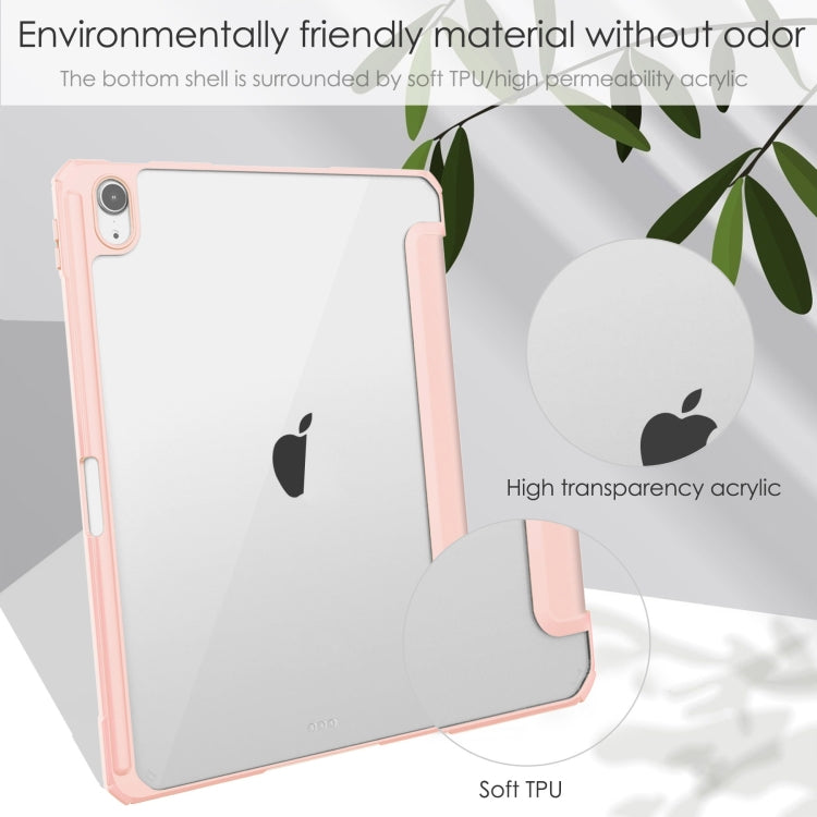 For iPad Air 11 2025 / 2024 Pure Color 3-fold Clear TPU Smart Leather Tablet Case(Pink) - iPad Air 11 2025 / 2024 Cases by buy2fix | Online Shopping UK | buy2fix