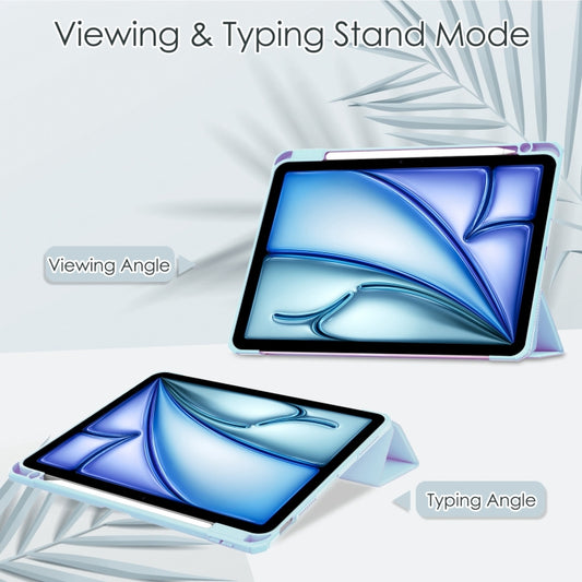 For iPad Air 11 2025 / 2024 Pure Color 3-fold Clear TPU Smart Leather Tablet Case(Sky Blue) - iPad Air 11 2025 / 2024 Cases by buy2fix | Online Shopping UK | buy2fix