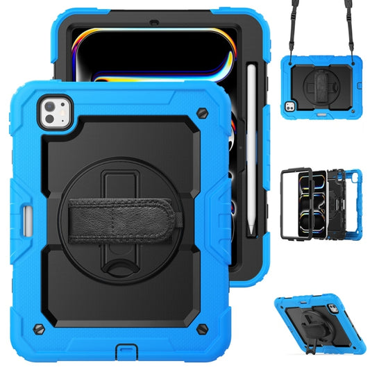 For iPad Pro 11 2024 Silicone Hybrid PC Tablet Protective Case(Black+Light Blue) - iPad Pro 11 2024 Cases by buy2fix | Online Shopping UK | buy2fix