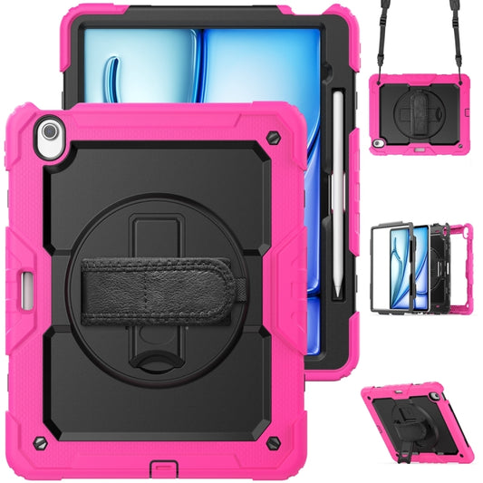 For iPad Air 13 2024 / Air 13 2025 Silicone Hybrid PC Tablet Protective Case(Black+Rose Red) - iPad Air 13 2025 / 2024 Cases by buy2fix | Online Shopping UK | buy2fix