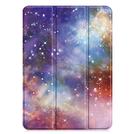 For iPad Pro 11 2025 / 2024 Custer Painted 3-Fold Holder Smart Leather Tablet Case(Milky Way Nebula) by buy2fix