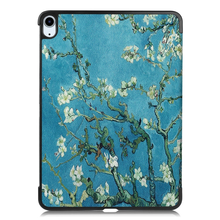 For iPad Air 11 2025 / 2024 Custer Painted 3-Fold Holder Smart Leather Tablet Case(Apricot Blossom) - iPad Air 11 2025 / 2024 Cases by buy2fix | Online Shopping UK | buy2fix