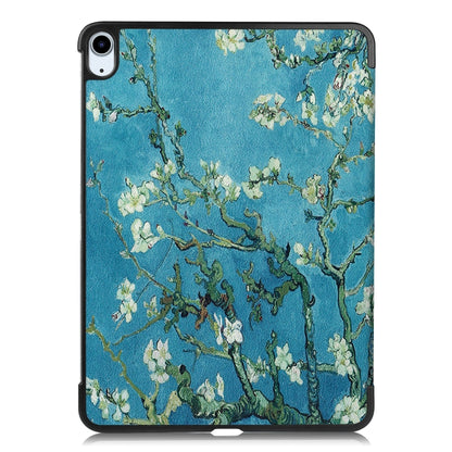 For iPad Air 11 2025 / 2024 Custer Painted 3-Fold Holder Smart Leather Tablet Case(Apricot Blossom) - iPad Air 11 2025 / 2024 Cases by buy2fix | Online Shopping UK | buy2fix