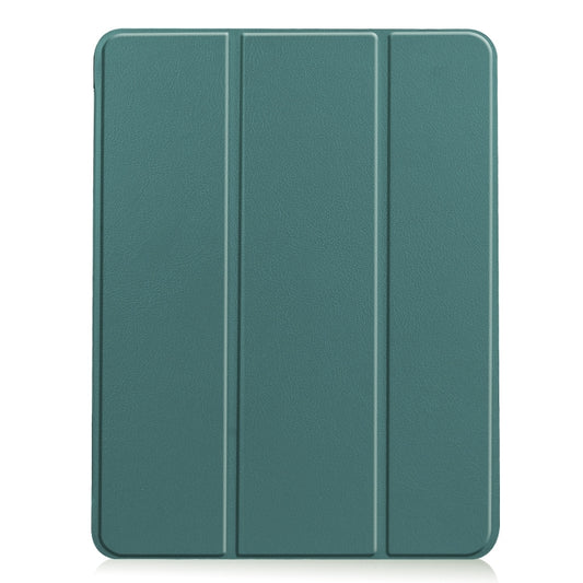 For iPad Air 11 2024 / 2025 Custer TPU Pure Color 3-Fold Holder Smart Leather Tablet Case(Dark Green) - iPad Air 11 2025 / 2024 Cases by buy2fix | Online Shopping UK | buy2fix