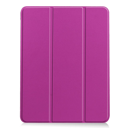 For iPad Air 11 2024 / 2025 Custer TPU Pure Color 3-Fold Holder Smart Leather Tablet Case(Purple) - iPad Air 11 2025 / 2024 Cases by buy2fix | Online Shopping UK | buy2fix