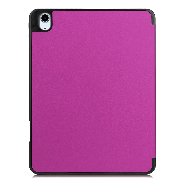 For iPad Air 11 2024 / 2025 Custer TPU Pure Color 3-Fold Holder Smart Leather Tablet Case(Purple) - iPad Air 11 2025 / 2024 Cases by buy2fix | Online Shopping UK | buy2fix