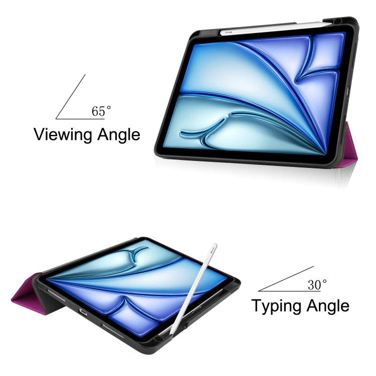 For iPad Air 11 2024 / 2025 Custer TPU Pure Color 3-Fold Holder Smart Leather Tablet Case(Purple) - iPad Air 11 2025 / 2024 Cases by buy2fix | Online Shopping UK | buy2fix